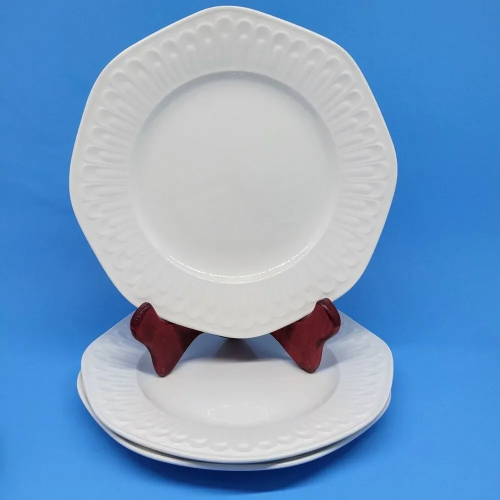 Alegre Santa Clara Arita Ironstone White 8.25” Salad Plates Set of 3